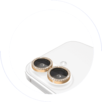 iPhone 16＆iPhone 16 Plus用 kate spade（R）カメラレンズ強化保護ガラス／ゴールド