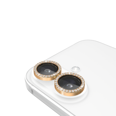 iPhone 16＆iPhone 16 Plus用 kate spade（R）カメラレンズ強化保護ガラス／ゴールド
